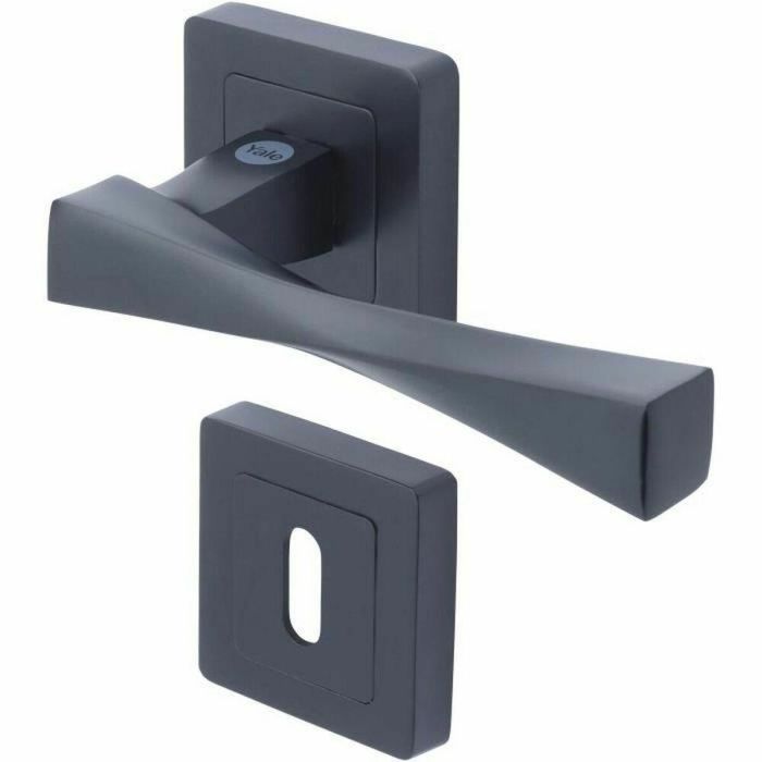 Yale YPP7-V-PC Tirador Puerta Cuadrado Negro Modelo Verona Llave Paso