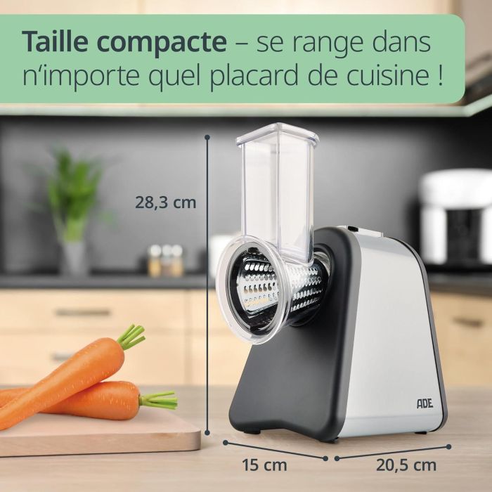 Rallador eléctrico - ADE - UTENSILIOS DE COCINA - 4 tipos de rallador - Acero inoxidable/Plástico - 29,2 x 21,3 x 25 cm 1