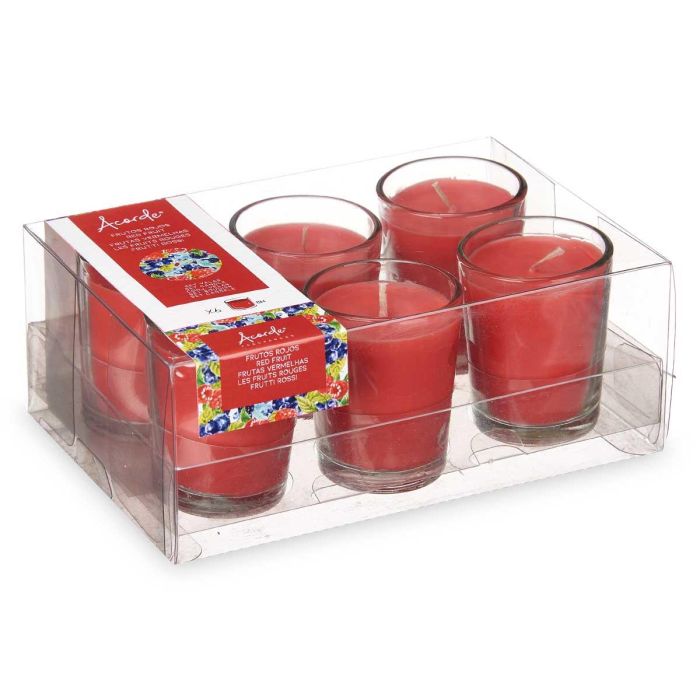 Set 6 Velas Vaso Vidrio Frutos Rojos Acorde 16X6CM (12 Unidades) 2 Set 6 Velas Vaso Vidrio Frutos Rojos Acorde 16X6CM (12 Unidades) 2
