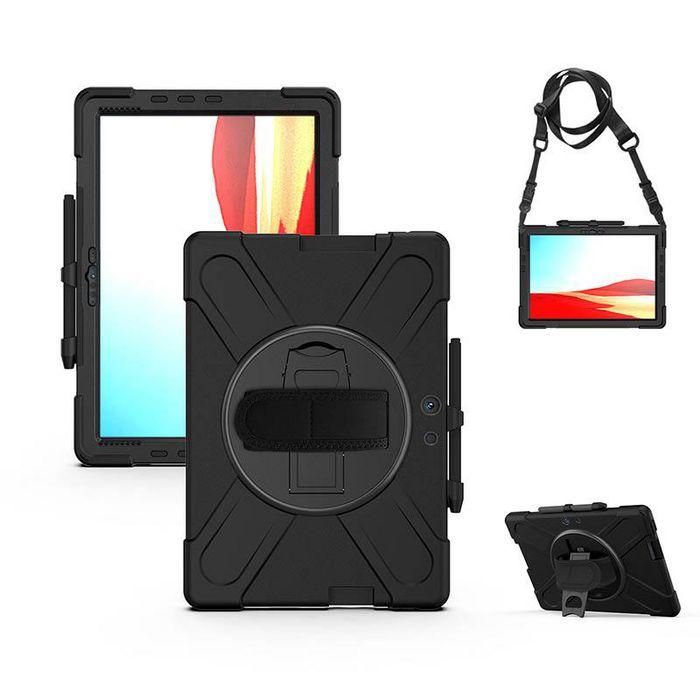 eSTUFF Funda Austin Defender para Microsoft Surface Pro X, Antigolpes con Correa y Soporte 360°, Color Negra 1