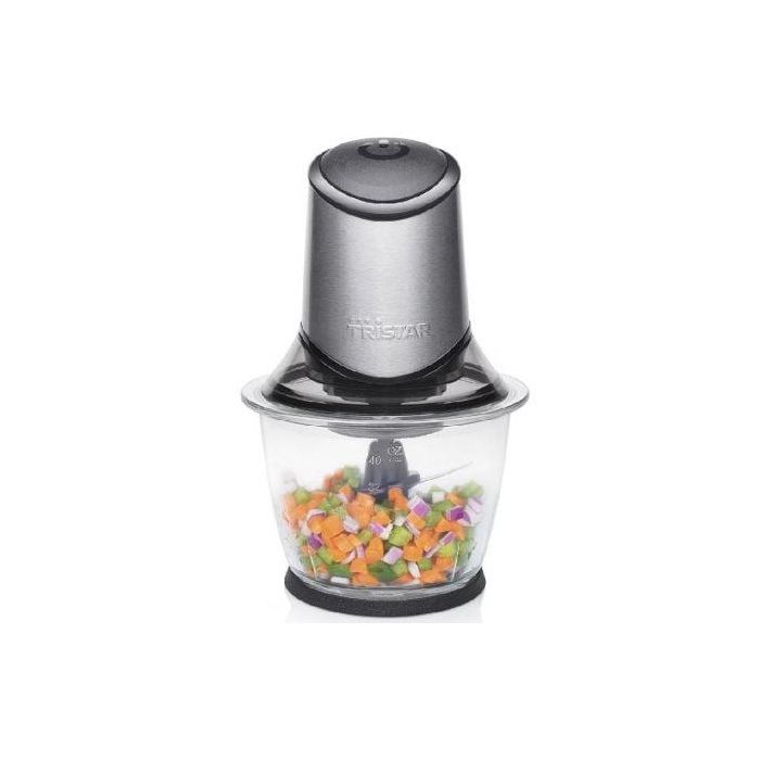 Tristar BL-4019 Picadora de Alimentos 400W 1.2L con Recipiente de Cristal, 4 Cuchillas de Acero Inoxidable y Piezas Apta Lavavajillas