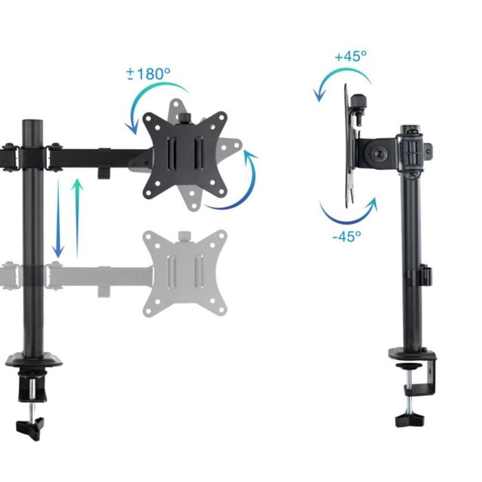 Tooq DB1802TN-B Soporte de Mesa para 2 Monitores 17-27", Giratorio, Inclinable, VESA 75x75/100x100, hasta 8kg/brazo, Negro 1 Tooq DB1802TN-B Soporte de Mesa para 2 Monitores 17-27", Giratorio, Inclinable, VESA 75x75/100x100, hasta 8kg/brazo, Negro 1