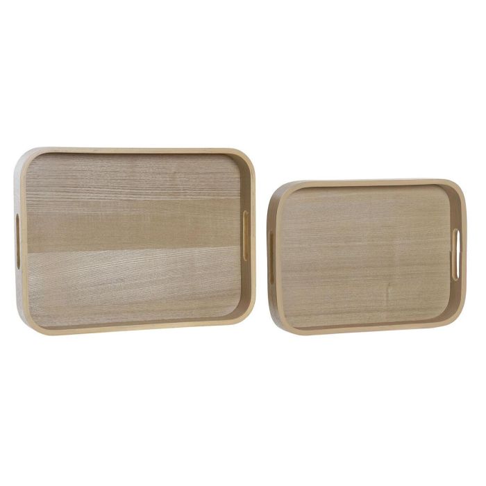 Bandeja Decoracion Scandi DKD Home Decor Natural 30 x 5.5 x 40 cm Set de 2 2