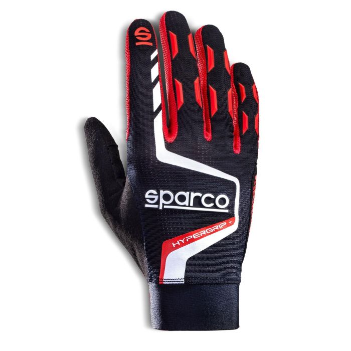 Sparco Guantes Hypergrip+ T 11 Negro-Rojo S00209511NRRS - Guantes de simulación con agarre optimizado, ventilación y compatibilidad con pantalla táctil