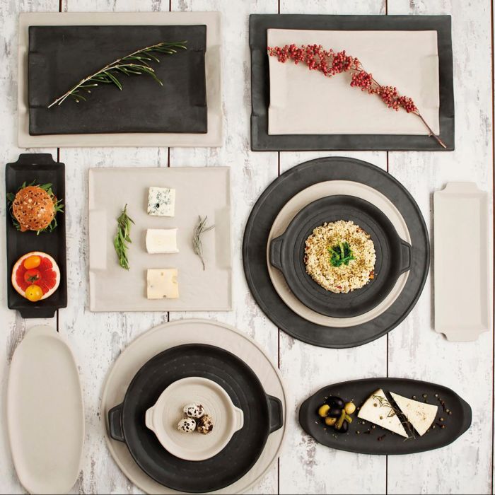 Quid Bandeja Rectangular Cerámica Mineral Gres 15x30 cm Negra Set de 8 Unidades. Apta Lavavajillas y Microondas, Alta Resistencia, Fabricada en España. 2