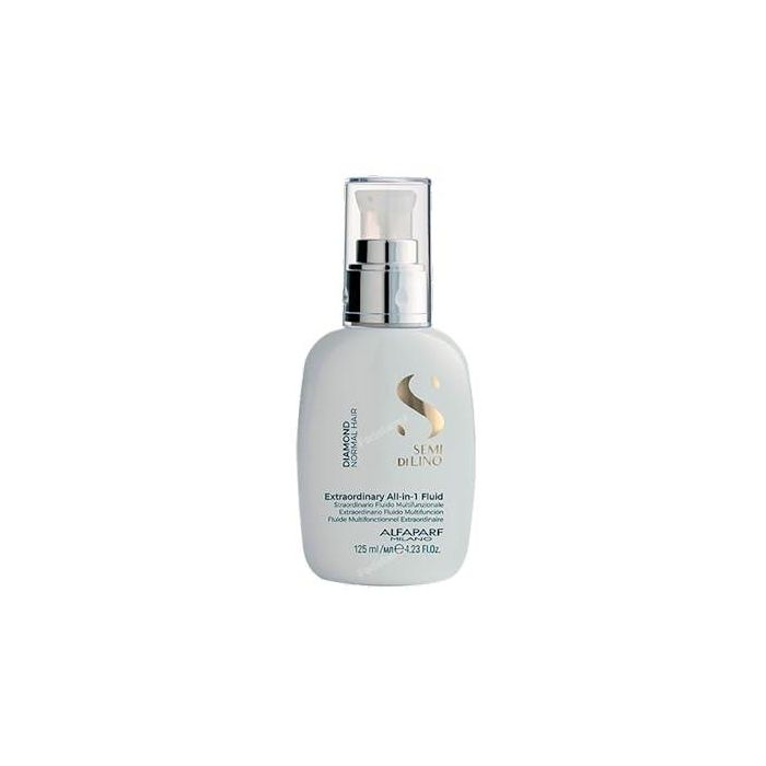 Alfaparf Milano SEMI DI LINO DIAMOND Extraordinary All-in-1 Fluid Tratamiento reparación pelo, antiencrespamiento, brillo y protección UV Sérum sin enjuague 125 ml