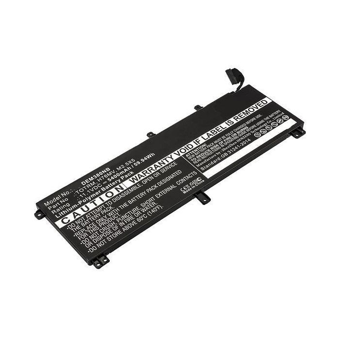 CoreParts Batería para Portátil de Reemplazo Dell 60Wh Li-Pol 11.1V 5400mAh Negra, compatible con Precision M3800, XPS 15 9530