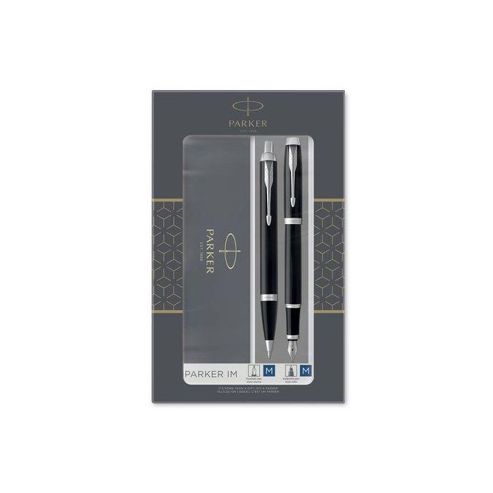 Juego Boligrafo+Pluma Parker Im Core Negro Laca Ct