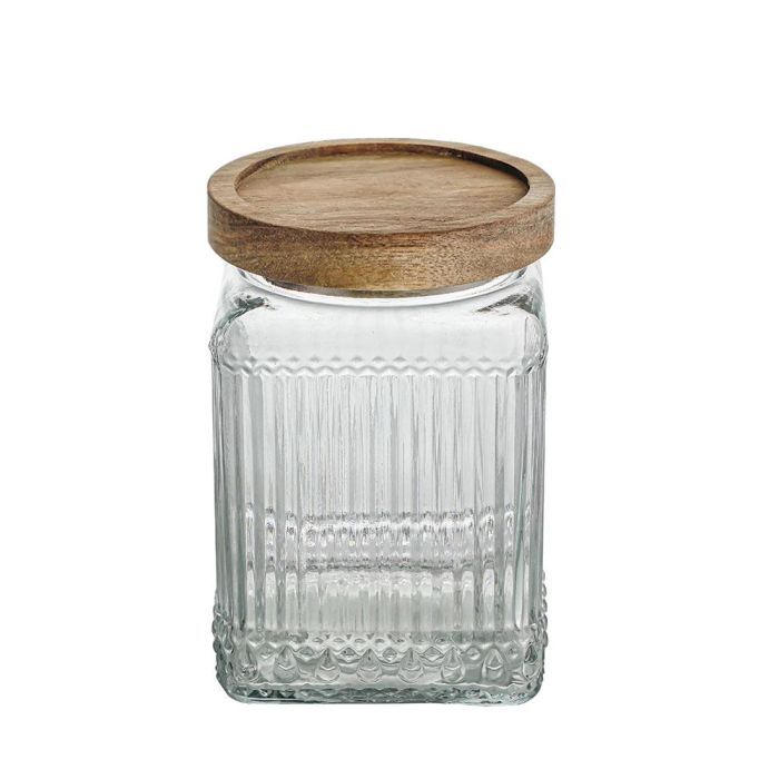 Tarro de vidrio cuad.T con tapa de madera Lignes 0.75L La Mediterranea (24 Unidades) 3