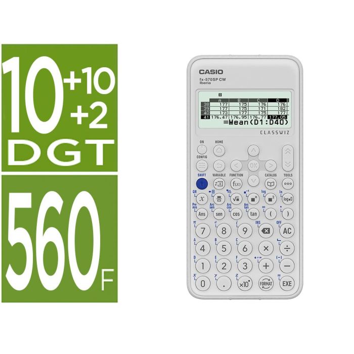 Calculadora Casio Fx-570Sp Classwiz Iberia Cientifica 560Funciones 9 Memorias 10+2 Digitos 5 Idiomas Con Tapa