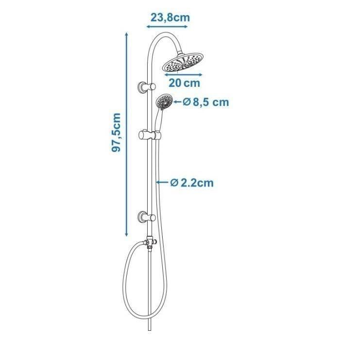 ROUSSEAU Columna de ducha sin grifo Dunedin cromo 2