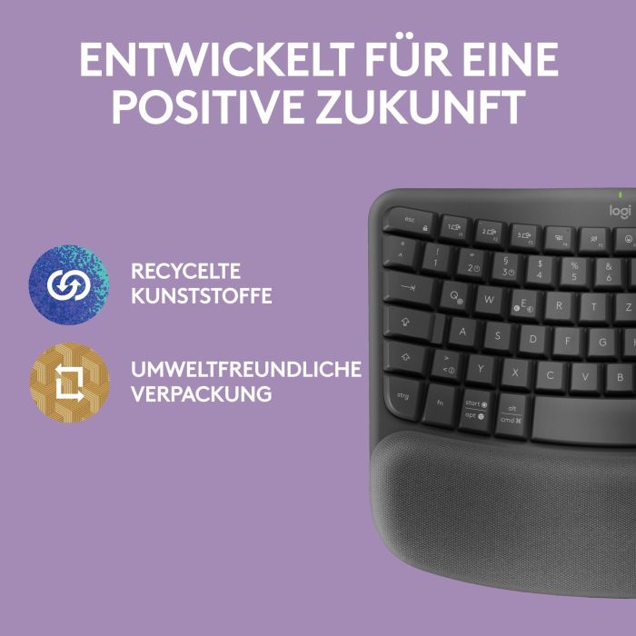 Logitech Wave Keys Teclado Ergonómico Inalámbrico con Reposamuñecas Acolchado y Diseño Ondulado, para Múltiples Dispositivos 5 Logitech Wave Keys Teclado Ergonómico Inalámbrico con Reposamuñecas Acolchado y Diseño Ondulado, para Múltiples Dispositivos 5