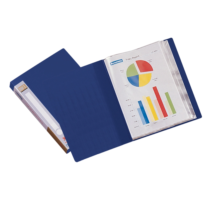 Liderpapel Carpeta Personaliza 37022 con 30 Fundas de Polipropileno Din A4, Lomo Personalizable, Azul 1