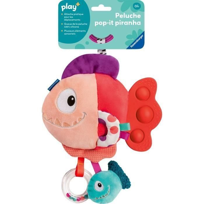 Ravensburger -PLAY + - Peluche pop-it piraña roja - Desde el nacimiento - Versión francesa - 34015 2 Ravensburger -PLAY + - Peluche pop-it piraña roja - Desde el nacimiento - Versión francesa - 34015 2