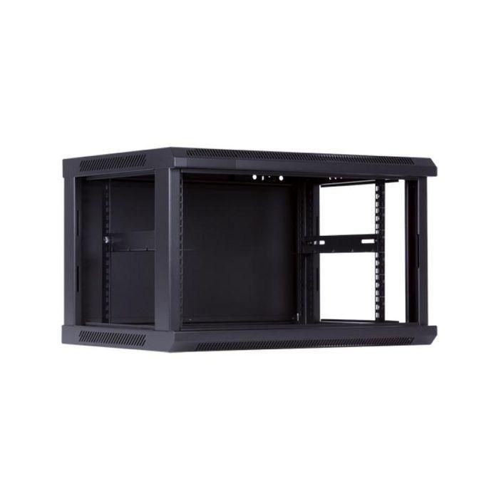 MicroConnect Armario mural de 19" 6HU, Fondo 450mm, Negro, de acero con puerta de cristal templado. Montado. 3 MicroConnect Armario mural de 19" 6HU, Fondo 450mm, Negro, de acero con puerta de cristal templado. Montado. 3