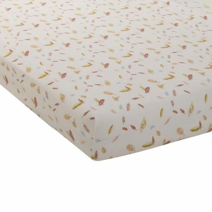 Domiva DOM3700948335536 Sábana Bajera Ajustable de Jersey Estampado para Cuna 60x120 cm Diseño Feliz