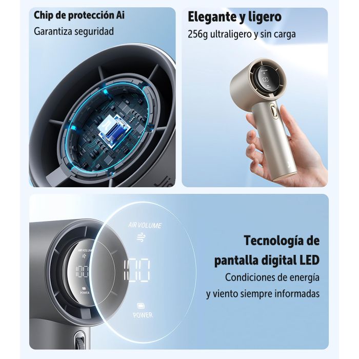 Jisulife Ventilador Portátil Fan Pro 1 Plegable 5000 mAh Batería 15h Autonomía 4 Velocidades Carga Rápida Pantalla LED 5 Jisulife Ventilador Portátil Fan Pro 1 Plegable 5000 mAh Batería 15h Autonomía 4 Velocidades Carga Rápida Pantalla LED 5
