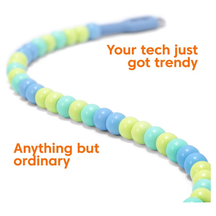 Club3D Lifestyle Perlen-Kabel USB-C a USB-C PD 60W 480 Mbps 2 m Cable Azul y Verde para Datos y Carga Rápida 2