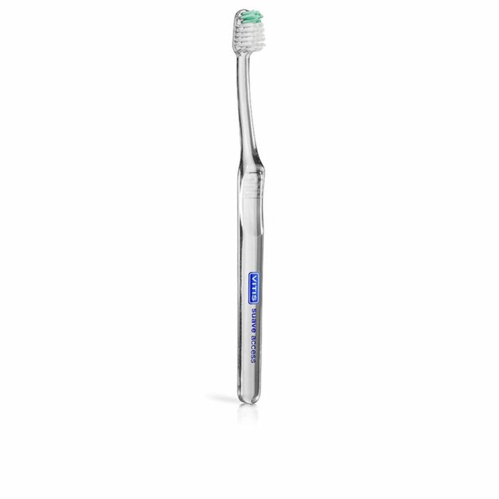 Vitis Cepillo Dental Suave 1 ud para Eliminar Placa Bacteriana y Biofilm Bucal, con Filamentos Ondulados y Cabezal Diamantado Vitis Cepillo Dental Suave 1 ud para Eliminar Placa Bacteriana y Biofilm Bucal, con Filamentos Ondulados y Cabezal Diamantado