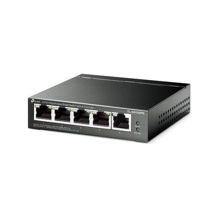 TP-LINK 5-Port Gigabit Easy Smart Switch with 4-Port PoE+ 1 TP-LINK 5-Port Gigabit Easy Smart Switch with 4-Port PoE+ 1