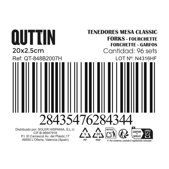Set de 3 Tenedores Mesa Classic 2mm - Inde (12 Cajas) 2 Set de 3 Tenedores Mesa Classic 2mm - Inde (12 Cajas) 2