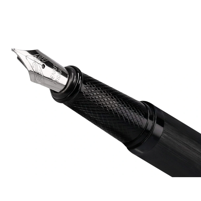 Belius Origen 1995 Pluma Estilográfica y Tinta Negra, Aluminio Cepillado Negro, Sistema Embolo, Grosor M, Caja Regalo 9