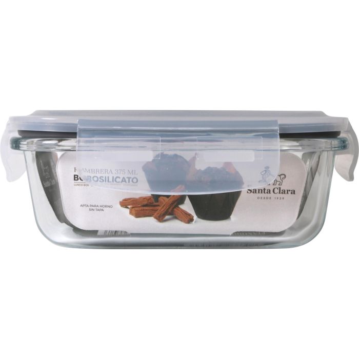 Santa Clara Fiambrera Rectangular Tapa Hermética 375cc 14.5x11 cm Clara (12 Unidades) 1
