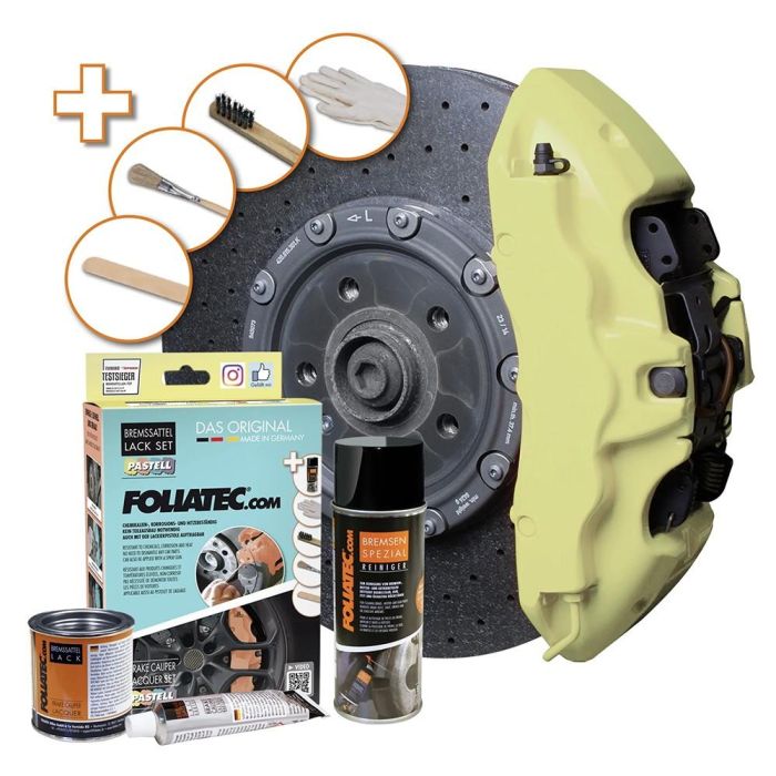Foliatec FO2221 Pintura Esmalte para Pinzas de Freno Vainilla Cremoso - Juego 7 Piezas, Resistente Calor y Químicos, Cubre 4 Pinzas Foliatec FO2221 Pintura Esmalte para Pinzas de Freno Vainilla Cremoso - Juego 7 Piezas, Resistente Calor y Químicos, Cubre 4 Pinzas