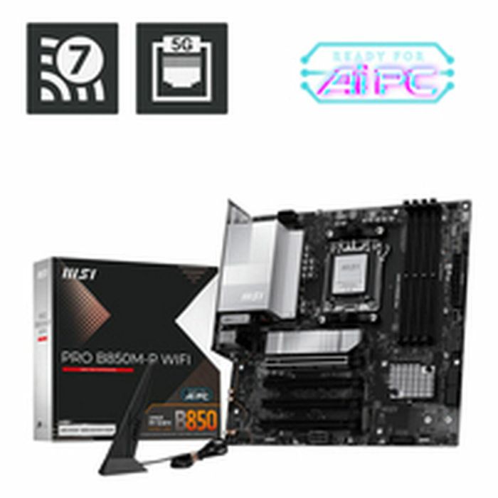 MSI 911-7E71-001 Placa Base micro ATX AMD B850 Zócalo AM5 DDR5 Wi-Fi 7 5GbE PCIe 5.0 3x M.2 para AMD Ryzen 2 MSI 911-7E71-001 Placa Base micro ATX AMD B850 Zócalo AM5 DDR5 Wi-Fi 7 5GbE PCIe 5.0 3x M.2 para AMD Ryzen 2