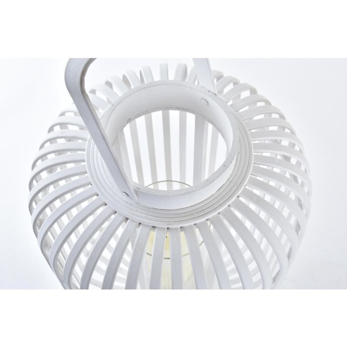 DKD Home Decor Portavelas Blanco 28 x 47 x 28 cm Bambú y Cristal 2