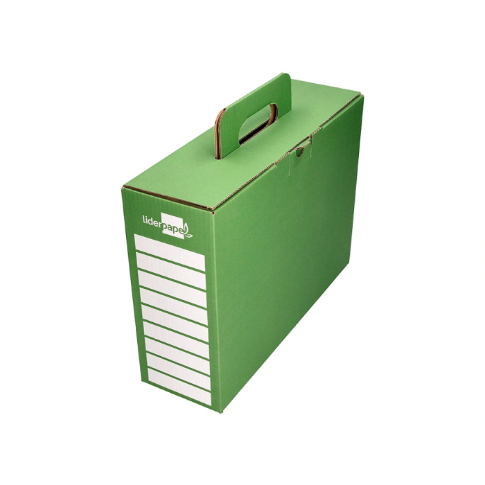 Liderpapel Caja Archivador Definitivo Reforzado con Asa 393x120x279mm Cartón Verde Cheque Libro 7