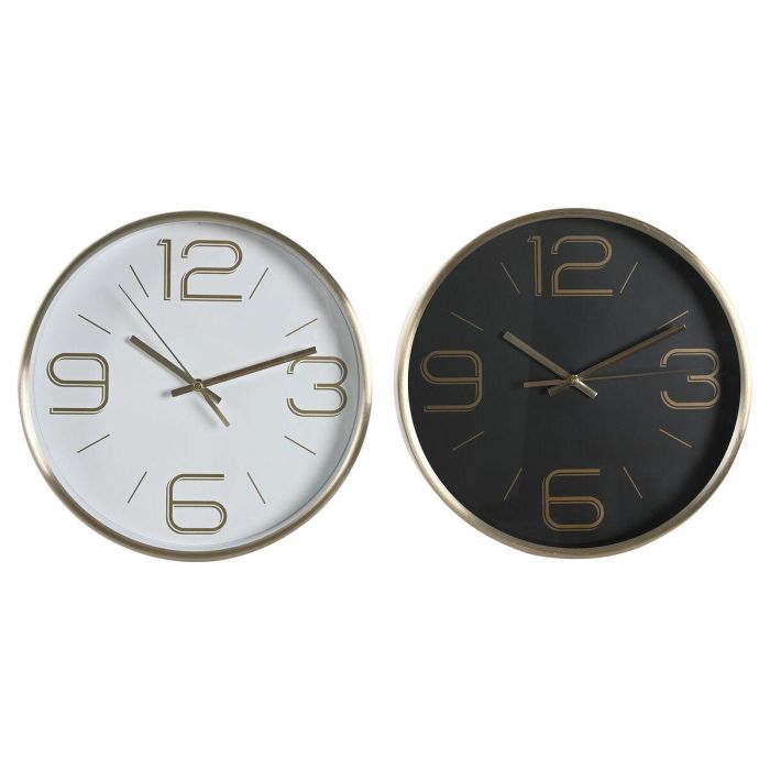 Reloj de Pared DKD Home Decor Blanco Negro Dorado Aluminio Ø 25 cm 25 x 4 x 25 cm (2 Unidades) Reloj de Pared DKD Home Decor Blanco Negro Dorado Aluminio Ø 25 cm 25 x 4 x 25 cm (2 Unidades)
