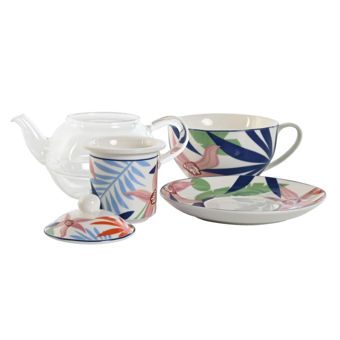 DKD Home Decor Tetera Moderno 3 Unidades Azul Verde 13.5 x 14 x 16.5 cm 2