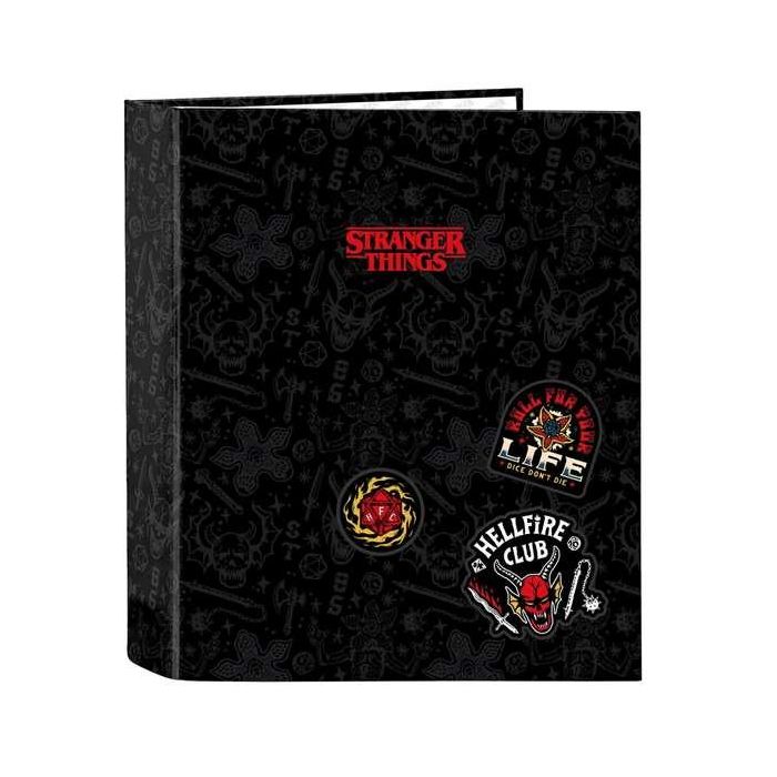 Carpeta de anillas Stranger Things Negro A4 27 x 33 x 6 cm 1