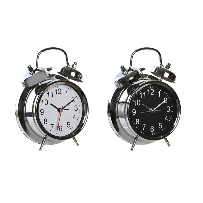 Reloj Despertador Basicos DKD Home Decor Blanco Plateado 6 x 17 x 12 cm (4 Unidades)