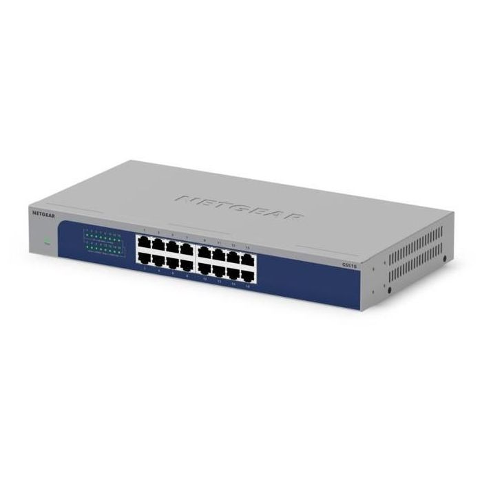 NETGEAR GS516-300EUS Switch No Administrado, 16 Puertos Gigabit Ethernet (10/100/1000), Montaje en Rack, QoS 1 NETGEAR GS516-300EUS Switch No Administrado, 16 Puertos Gigabit Ethernet (10/100/1000), Montaje en Rack, QoS 1