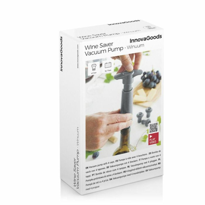 Bomba de Vacío y Tapones para Vino Winuum InnovaGoods (4 tapones) 1 Bomba de Vacío y Tapones para Vino Winuum InnovaGoods (4 tapones) 1