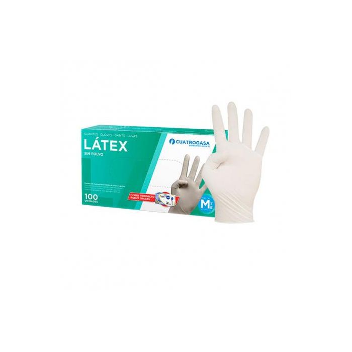 Guantes de látex sin polvo, talla M, 100 unidades - Desechables y ambidiestros Guantes de látex sin polvo, talla M, 100 unidades - Desechables y ambidiestros
