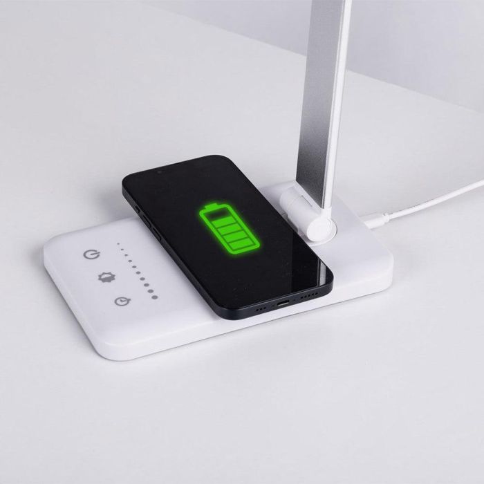 Lámpara de Mesa LED con Cargador Teléfono Inalámbrico 6W 420Lm CCT Regulable 9 Lámpara de Mesa LED con Cargador Teléfono Inalámbrico 6W 420Lm CCT Regulable 9