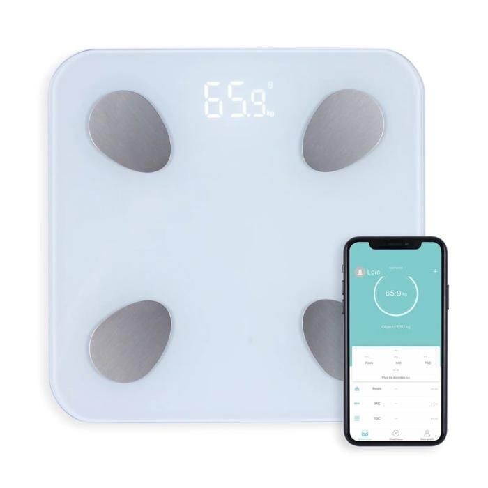 LIVOO DOM428 - Báscula de baño conectada - 13 indicadores - Placa de vidrio templado - Pesa hasta 180 kg 2 LIVOO DOM428 - Báscula de baño conectada - 13 indicadores - Placa de vidrio templado - Pesa hasta 180 kg 2