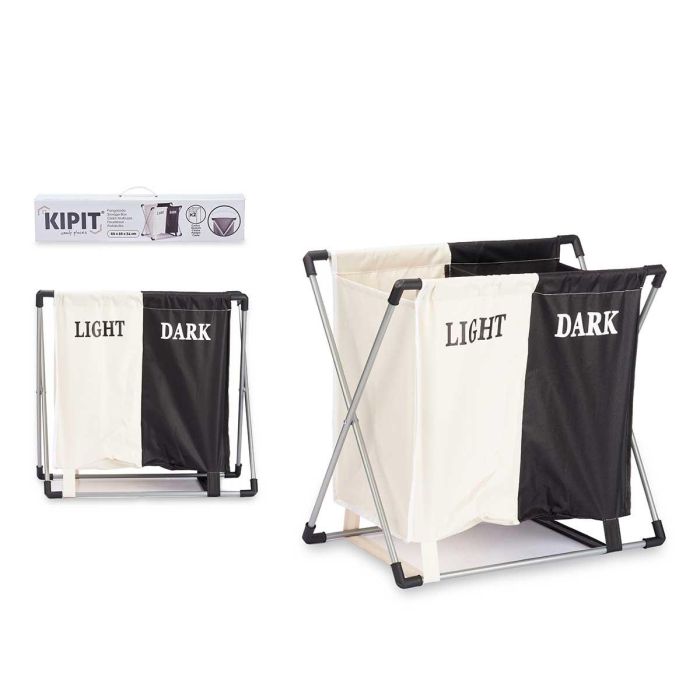 Ropero Doble Kipit para Ropa Sucia 60x34x56 cm, Metal y Poliéster, Blanco y Negro (6 Unidades) Ropero Doble Kipit para Ropa Sucia 60x34x56 cm, Metal y Poliéster, Blanco y Negro (6 Unidades)