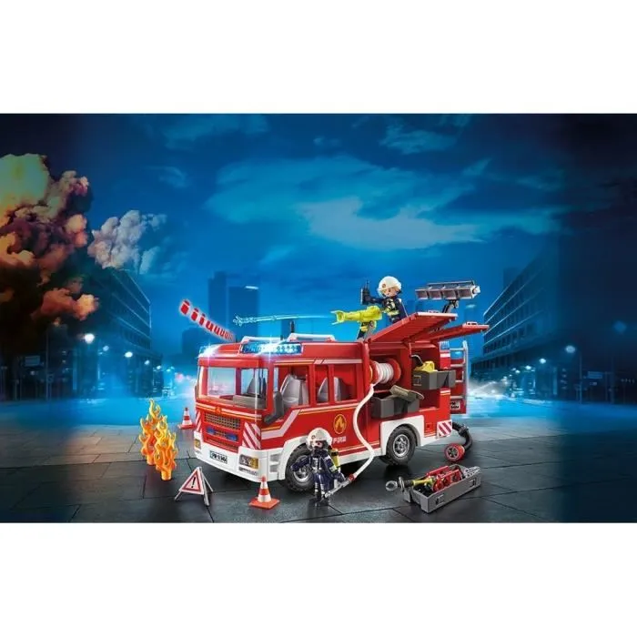 Playmobil Camión Bomberos Ciudad Acción con 2 Bomberos y Herramientas Juguete para Niños Mayores de 4 Años