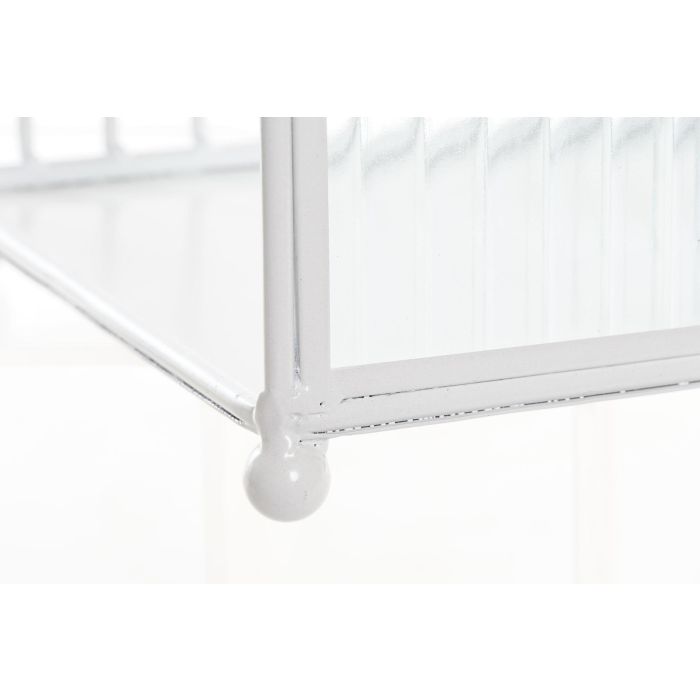 DKD Home Decor Revistero Estilo Nórdico Scandi Blanco de Metal y Cristal, Medidas 36x16x34 cm (Ancho x Profundo x Alto), Pack de 2 Unidades 2