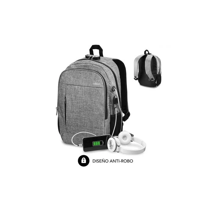 SUBBLIM Mochila Portatil Urban Lock Backpack 16" Grey 0 SUBBLIM Mochila Portatil Urban Lock Backpack 16" Grey 0