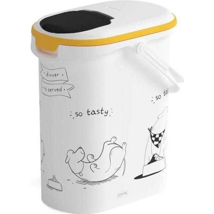 CURVER Contenedor de comida El Diner se sirve - 4 kg - 10 L - Blanco y negro - Para perros CURVER Contenedor de comida El Diner se sirve - 4 kg - 10 L - Blanco y negro - Para perros