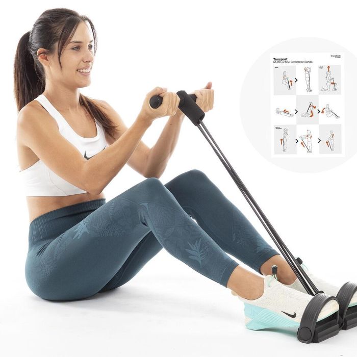 Bandas Elásticas de Resistencia Multifunción con Guía de Ejercicios Tensport InnovaGoods 4 Bandas Elásticas de Resistencia Multifunción con Guía de Ejercicios Tensport InnovaGoods 4