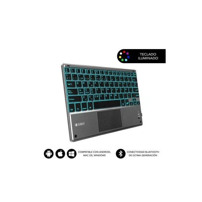 Teclado Compacto Inalámbrico por Bluetooth Subblim Touchpad Smart Blacklit/ Gris Teclado Compacto Inalámbrico por Bluetooth Subblim Touchpad Smart Blacklit/ Gris