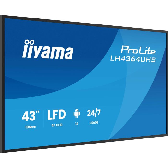 IIYAMA LH4364UHS-B1AG Monitor Profesional 43" 4K UHD VA LED Android 14 HDMI USB-C WiFi LAN 24/7 VESA 8