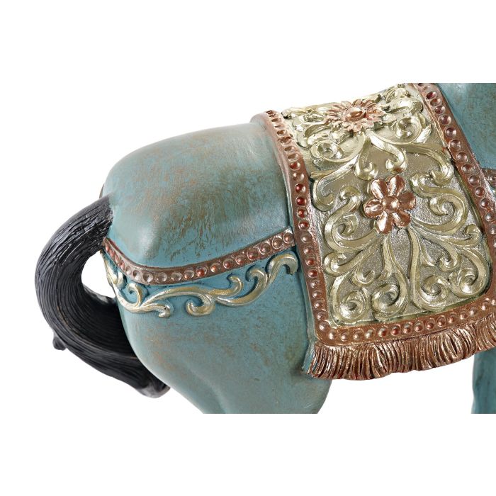 DKD Home Decor Figura Oriental Caballo Decorativa Turquesa Resina 34.5 cm Alto (4 Unidades) 2