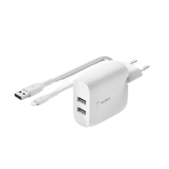 Belkin Cargador Duo 24W WCD001VF1MWH 2 Puertos USB Blanco 0 Belkin Cargador Duo 24W WCD001VF1MWH 2 Puertos USB Blanco 0